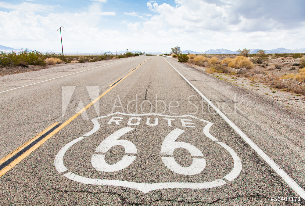 Foto op aluminium op maat met Route 66